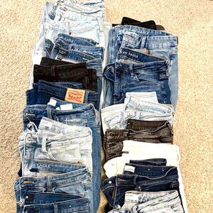 20 Jean Bundle - size 10/12 short- Abercrombie/American Eagle/Express/Levi/Risen